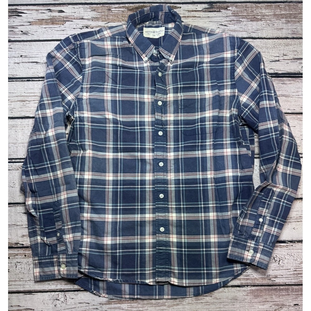 Denim & Supply Ralph Lauren Large Plaid Long Sleeve Button Down‎ Shirt Blue Men